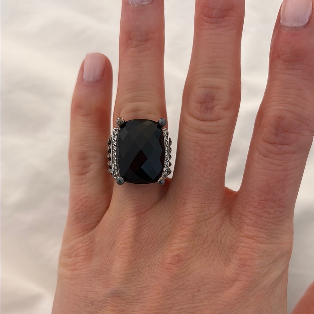 David Yurman Wheaton Ring with Black Onyx and Diamonds